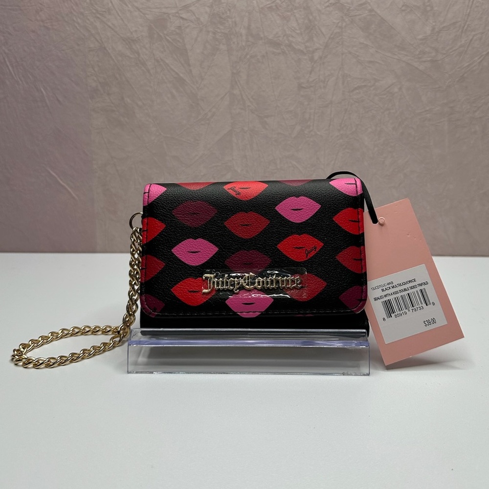 Juicy Couture Sealed with a Kiss Double Sided Trifold Lip Print Wallet